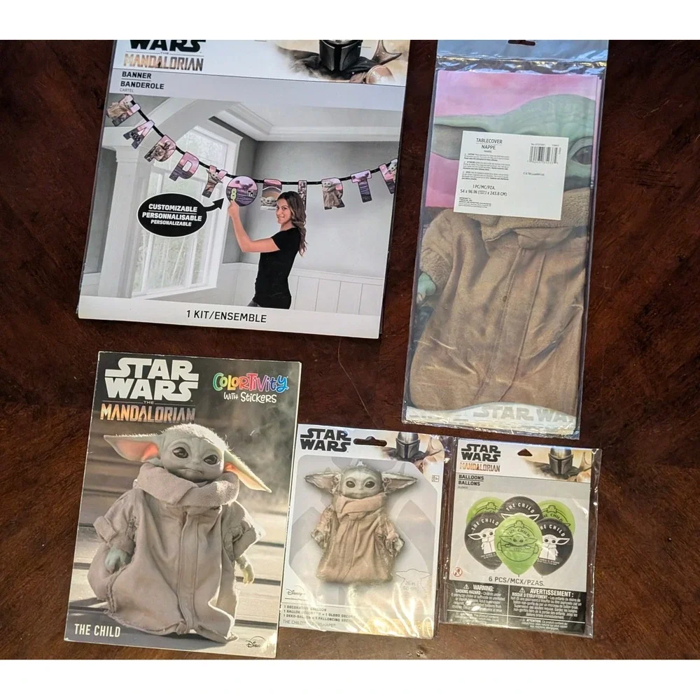 Star Wars The Mandalorian Grogu Party Supplies Banner Tablecloth Balloons Set